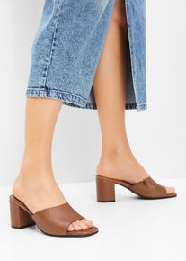 Mules en cuir - marron - taille 42 - Cuir lisse - bonprix