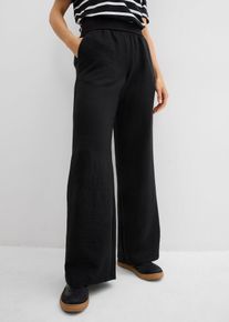 Pantalon palazzo à bords-côtes - noir - taille 58 - bonprix