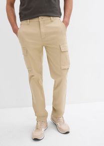 Pantalon droit en coton extensible regular - beige - taille 52 avec coton - bonprix