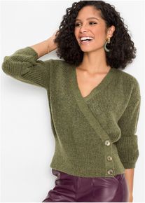 Pull oversize cache-cœur - vert - taille 34/36 (XS) - bonprix