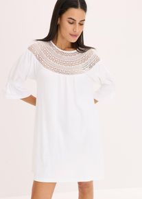 Robe en jersey avec dentelle au crochet - blanc - taille 42/44 (M) avec coton - bonprix