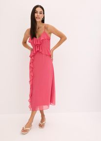 Robe midi en crêpe à volants - fuchsia - taille 42 - bonprix