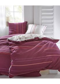 Parure de lit réversible à rayures - violet - taille 135x200 cm avec coton - bonprix