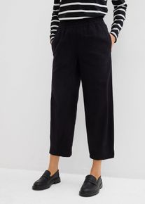 Pantalon 7/8 taille élastiquée en lin mélangé - noir - taille 48 - Viscose - bonprix