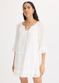 Kjole i boho look med broderi, hvit, størrelse 36, bonprix