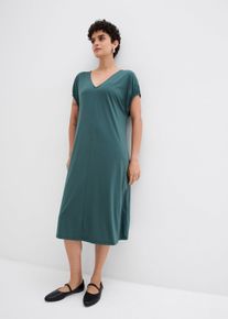 Jerseykjole med V-utringning av viskosemiks, grønn, størrelse 40/42 (M), bonprix