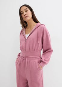Kort hettejakke i myk bomullsmiks, rosa, størrelse 32/34 (XS), bonprix