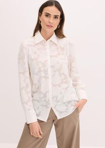 Bluse i jacquard-chiffon, hvit, størrelse 48, bonprix