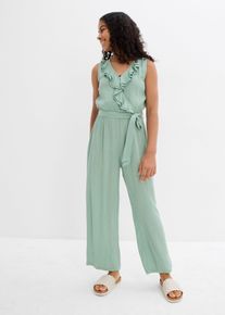 Jumpsuit i myk viskose, grønn, størrelse 146, bonprix
