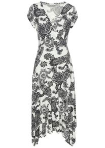 Lascana Dames Zomerjurk in black white ,maat 36, Witt, 95% Viscose, 5% Elastan