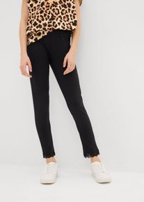bonprix Leggings con dobladillo de encaje (2 unidades), negro, 164/170