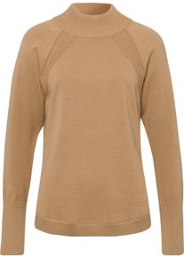 Dames Pullover met opstaande kraag van puur katoen camel Maat 54
