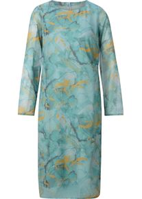 Dames Kokerjurk in crinkle-look kalkmint/salie bedrukt Maat 42