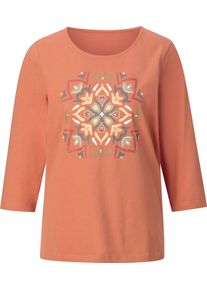 Damen 3/4-Arm-Shirt mit Mandala-Druck papaya-ecru Gr&ouml;&szlig;e 48