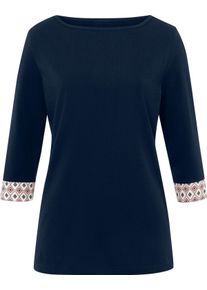 Dames Shirt met 3/4-mouwen en boothals donkerblauw Maat 40