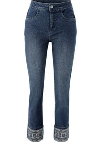 Dames 7/8-jeans met omgeslagen zoom blue-stonewashed Maat 50