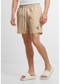 Urban Classics Heren Zwemshorts donkerbeige / wit 5XL