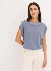 Maglia con dettaglio in satin, Blu, Taglia 50/52 (L), bonprix