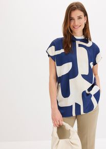 Blusa stile tunica in satin, Blu, Taglia 56, bonprix