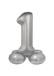 Folat Stående folieballong nummer 1 Moonlight Silver 72cm