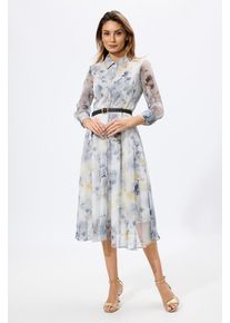 Rochie eleganta din voal cu imprimeu floral Edvina Gri Multi