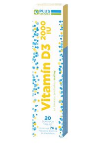 PLUS LEKÁREŇ Vitamín D3 2000 IU šumivé tablety s príchuťou maliny 20tbl