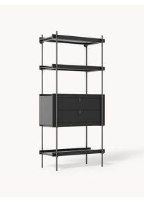 Wysoki regał z szufladami Rio Czarny Drewno, Metal Ø 90 x W 190 cm | Westwing Collection