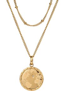 Firetti Kette mit Anhänger »Schmuck Geschenk Edelstahl Halsschmuck Halskette Planet Earth Welt«, mit Zirkonia (synth.)