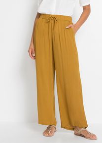 Wijde broek - geel - maat 50 - viscose - bonprix
