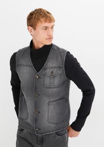 Jeans gilet van biologisch katoen regular fit - grijs - maat 48 - 100% katoen - bonprix