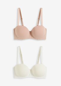 Strapless beugel bh (set van 2) met biologisch katoen - wit - maat 75C - met katoen - bonprix