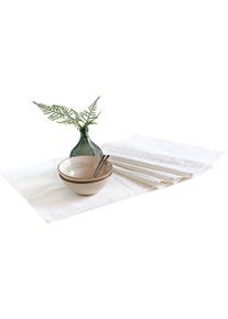 Tafelloper van biologisch katoen met broderie anglaise - wit - maat 170x35 cm - 100% katoen - bonprix
