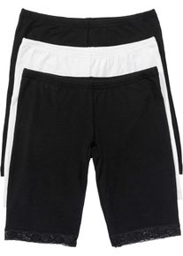 Lange dames boxer met kant (set van 3) - zwart - maat 60/62 (4XL) - met katoen - bonprix