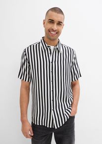 Overhemd met korte mouwen van zachte viscose - zwart - maat 41/42 (L) - viscose - bonprix