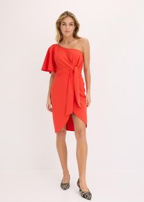 One-shoulder jurk met plooien - rood - maat 48/50 (XL) - bonprix