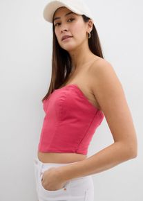Korset blousetop - pink - maat 42 - met katoen - bonprix