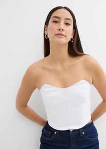 Korset blousetop - wit - maat 42 - met katoen - bonprix