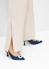 Slingback pumps - blauw - maat 40 - satijn - bonprix