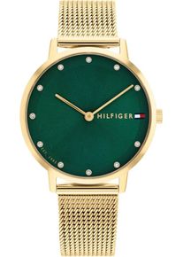 Tommy Hilfiger Dames Analoog horloge goud / smaragd One Size