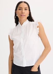 leichte Bluse ohne Arm - weiß - Größe 50 mit Baumwolle- bonprix
