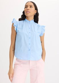 Bluse aus reiner Baumwolle, blau, Größe 50, mit Baumwolle, bonprix