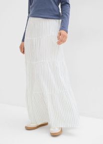 Gestreifter Maxirock aus reiner Baumwolle, blau, Größe 42, 100% Baumwolle, bonprix