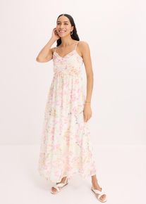 bedrucktes Mesh-Maxikleid, beige, Größe 48/50 (XL), bonprix