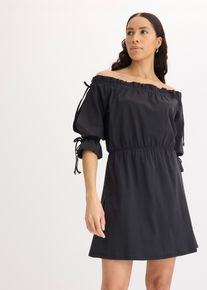 Jerseykleid mit Carmen-Ausschnitt, schwarz, Größe 32/34 (XS), mit Baumwolle, bonprix