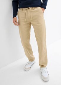 Relaxed Fit Chinohose mit Komfortbund Straight, beige, Größe 48, 100% Baumwolle, bonprix