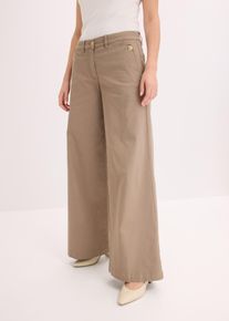 Wide Leg Hose mit Stretch, grün, Größe 42, mit Baumwolle, bonprix