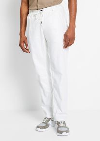 Relaxed Fit Schlupf-Hose mit Leinen Straight, weiß, Größe 60, Leinen, bonprix