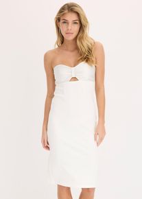 Bandeau-Kleid mit glänzendem Satin, weiß, Größe 36, Viskose, bonprix