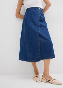 Jeansrock in Wickeloptik Super Soft, blau, Größe 52, mit Baumwolle, bonprix