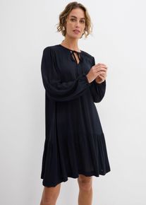 Tunika-Kleid aus fließender Viskose, schwarz, Größe 36, bonprix